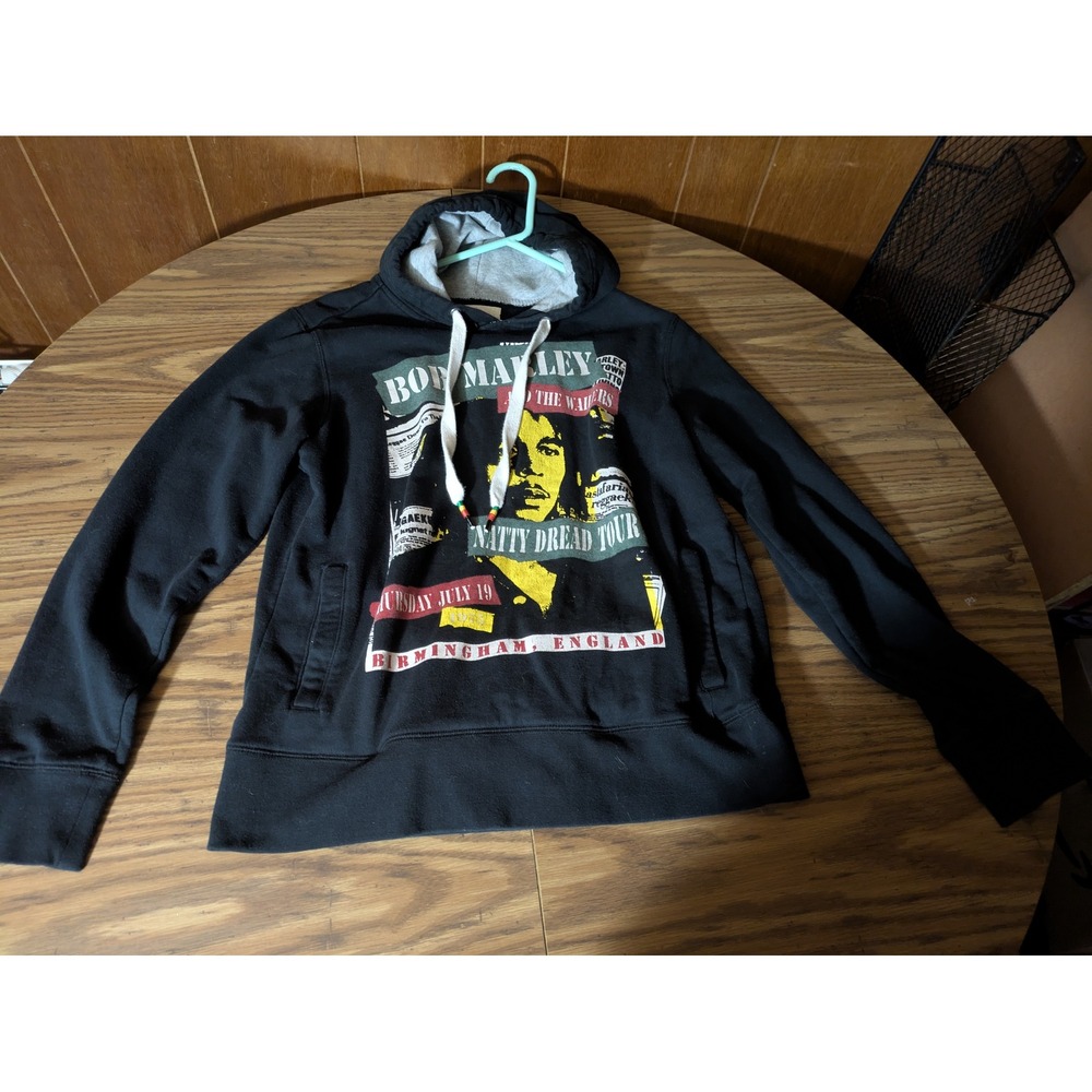Marley Bob Marley and the Wailers Natty Dread Tour Hoodie Black Mens Medium